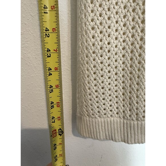 Crochet Boho Duster XS Ivory Womens Festival Hippie Long Cardigan Belted New - Picture 4 of 10